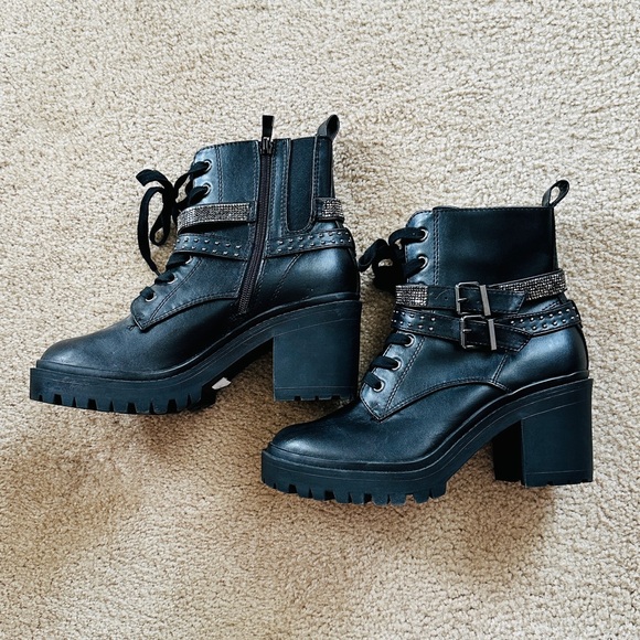 Chunky Sparkle Platform Healed Boots - Picture 2 of 9